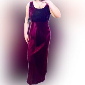 Vintage Byer Studio California Burgundy Velour/Satin Dress, Size 10, NWT